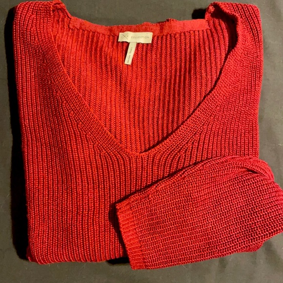 Deep red long sleeve v-neck sweater, size XS - Picture 1 of 2